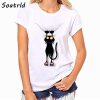Cat Print Casual Women Tops